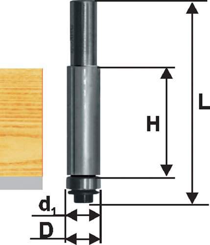Фреза кромочная прям ф12,7х38мм хв 12мм ДСП Энкор 28054 (L1-91 мм, L2-38 мм, D1-12.7 мм, D2- мм)