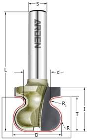 Фреза профильная (Ручка) Z=2 R=2.38 r1=4.76 D=19.05x17.46x49 S=8 ARDEN 502811 (L1-49 мм, L2-17.46 мм, D1-19.05 мм, D2-8 мм)
