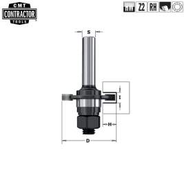 Фреза концевая CMT-contractor пазовая Z2 с державкой (подш. и гайка) S=8 D=47,6x5 K922-350A