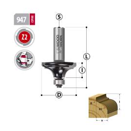 Фреза профильная D=38.1 I=15.8 L=65 S=12 R=9,5/3,2 947.9532.12 Woodwork