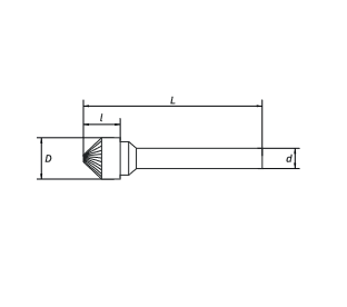 Борфреза коническая 90° K 06х03 M06 одинарная насечка RODMIX 3006030601 (L1- мм, L2-3 мм, D1-6 мм, D2-6 мм)