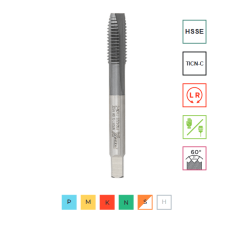 Метчик машинный M12х1,5 (HSS-E + TICN-C),ISO, 6H,R, прямой RODMIX 1607120150