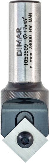 Фреза Dimar 1053509 V паз 90° гр. сменные ножи D17x8,4 L59 Z2 хвостовик 12 (L1-59 мм, L2-8.4 мм, D1-17 мм, D2-12 мм)