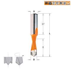 Сверло HW для присадочного станка 7x27x57,5 Z=2+2 S=10x27 RH CMT 310.070.41