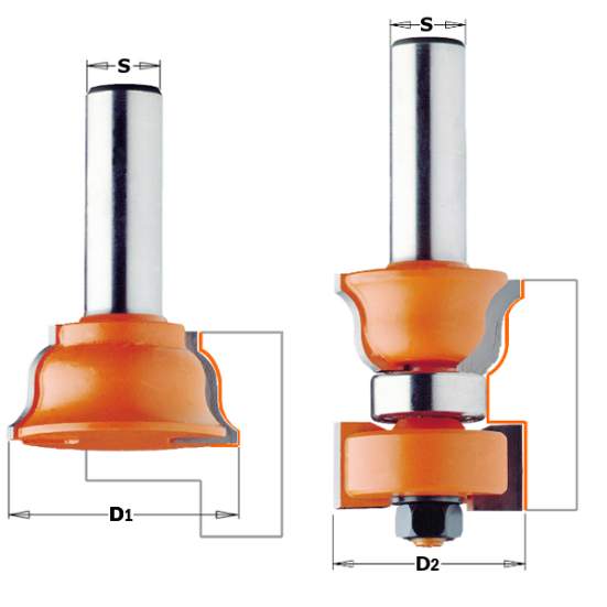 СМТ Комплект 2 фрез дверной переплет макс.35мм S=12,7 D=38-35 855.801.11 (L1- мм, L2- мм, D1-38 мм, D2-12.7 мм)