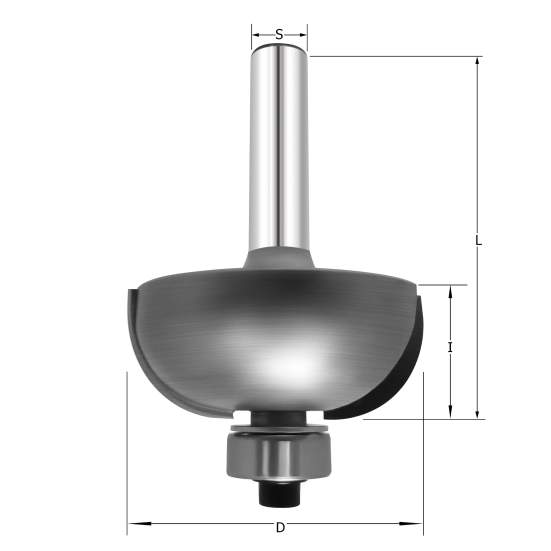 Фреза "Внутреннее скругление" R=12.7 D=38x16x60 S=8 PROCUT 324.213816 (L1-60 мм, L2-16 мм, D1-38 мм, D2-8 мм)