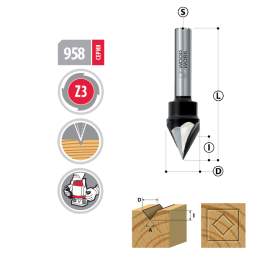 Фреза v-образная для  гравировки Z=3 D=15 I=13 L=55 S=8mm угол=60° 958.0360.08 Woodwork