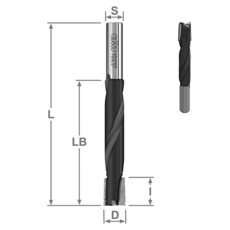 Фреза со стружколомом D16x20/70 L130 Z=2/R S=12x40 RH CMT S161.161.11 (L1-130 мм, L2-20 мм, D1-16 мм, D2-12 мм)