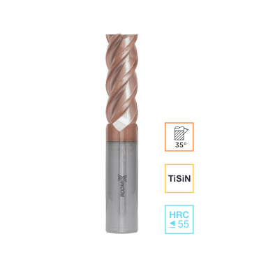 Концевая фреза с плоским торцом 4 зуба, HRC 55, TiSiN 1х3х50 RODMIX 5010030502 (L1-50 мм, L2-3 мм, D1-1 мм, D2-4 мм)