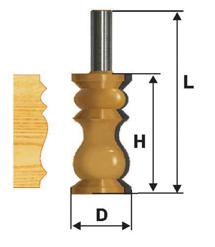 Фреза кромочная фигурная Ф32Х57,2 мм, хвостовик 12 мм Энкор 46419 (L1-95 мм, L2-57.2 мм, D1-32 мм, D2- мм)