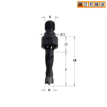 Сверло HW для присадочного станка 35x38x Z=2+2 S=10x20 RH CMT 393.350.11