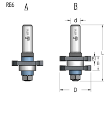 Фреза WPW RG60002 комплект соединение шип-паз D41 B19 подшипник хвостовик 12