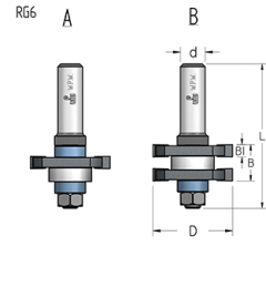 Фреза WPW RG60002 комплект соединение шип-паз D41 B19 подшипник хвостовик 12