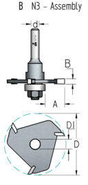 Фреза WPW N301583 дисковая Z3 паз 1,5 D47,6 и оправка с подшипником хвостовик 6