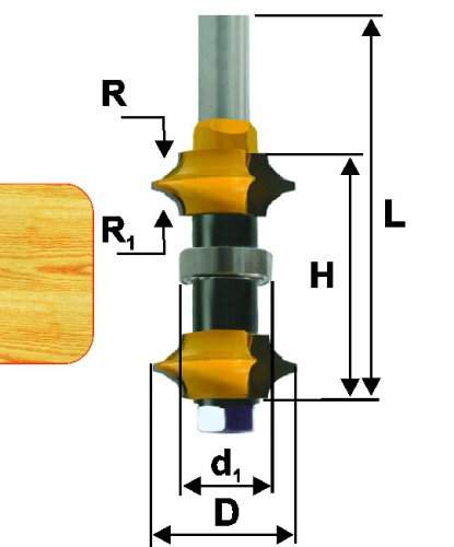 Фреза кромочная калевочная регулируемая Ф35 мм, хвостовик 12 мм Энкор 46304 (L1-108 мм, L2-40 мм, D1-35 мм, D2- мм)