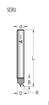 Фреза WPW SCRU244 монолитная паз галочка радиус 2,4 D5 B6,3 хвостовик 6,35 (L1-51 мм, L2-6.3 мм, D1-5 мм, D2-6.35 мм)