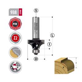 Фреза радиусная с подшипником R=12.7 D=38.1 L=62 S=8mm 938.1238.08 Woodwork