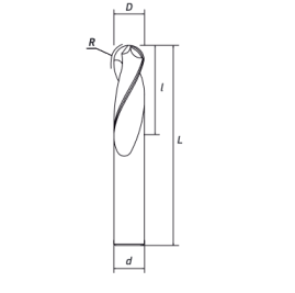 Концевая сферическая фреза 4 зуба, HRC 55, TiSiN 4х8х50 R2 RODMIX 7040080502
