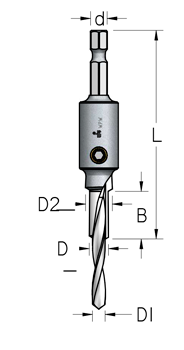 Сверло оправка WPW ASD0704D  под евровинт D7-10-5 хвостовик HEX1/4
