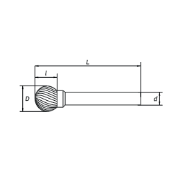 Борфреза сферическая D 25х21 M06 одинарная насечка RODMIX 2425210601 (L1- мм, L2-21 мм, D1-25 мм, D2-6 мм)