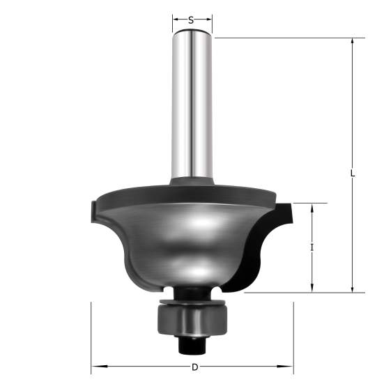 Фреза профильная "Романский гусёк" R6.35 D=38.1x17.5x61 S=8 PROCUT 602.213817 (L1-61 мм, L2-17.5 мм, D1-38 мм, D2-8 мм)