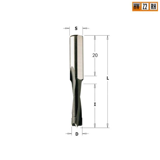 Фреза HW для дюбельного фрезера MAFELL 14x30x58 Z=2 S=8 RH CMT 312.140.11 (L1-58 мм, L2-30 мм, D1-14 мм, D2-8 мм)