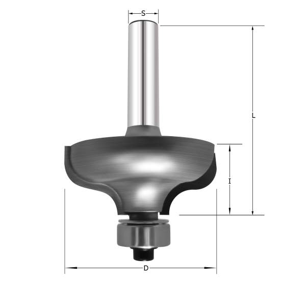 Фреза профильная "Гусёк" R6.35 D=38x16x57 S=8 PROCUT 602.223816 (L1-57 мм, L2-16 мм, D1-38 мм, D2-8 мм)