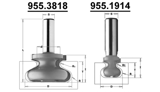 Фреза CMT-PRO профильная (Ручка) S=8 D=38,1x20,7 955.3818 (L1-55.5 мм, L2-20.7 мм, D1-38.1 мм, D2-8 мм)
