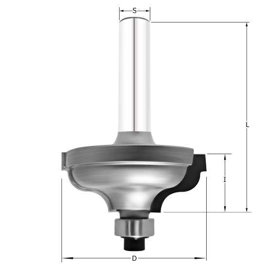 Фреза фигурная с полками R4.8 D=35x14.3x57.5 S=8 PROCUT 602.233514 (L1-57.5 мм, L2-14.3 мм, D1-35 мм, D2-8 мм)