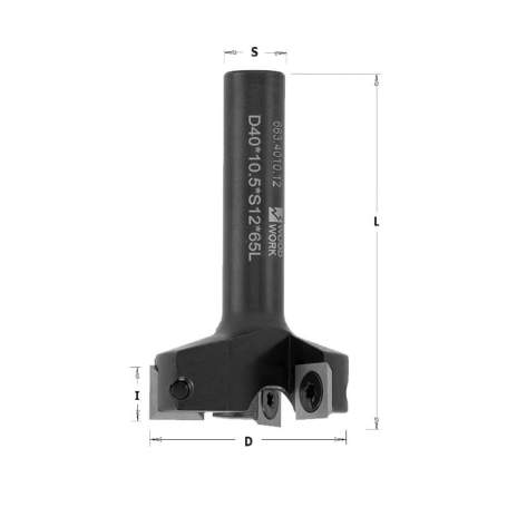 Фреза для выравнивая фуговальная, смен.ножи HM Z3 D=60 I=12 L=65 S=12 Woodwork 663.6012.12 (L1-65 мм, L2-10.5 мм, D1-60 мм, D2-12 мм)