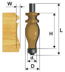 Фреза кромочная фигурная Ф25,4Х42,9 мм, хвостовик 12 мм Энкор 46414