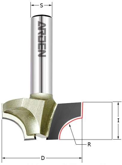 Фреза радиусная (псевдофилёнка) R=5 Z=2 D=10x10x45 S=8 ARDEN 209830 (L1- мм, L2- мм, D1- мм, D2-8 мм)