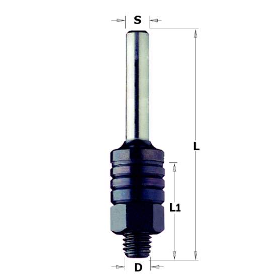 Державка CMT-PRO для фрезы пазовой (гайка) S=8 (L1- мм, L2- мм, D1- мм, D2- мм)