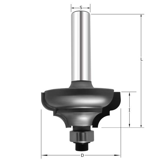 Фреза профильная "Классический гусёк" R4.8 D=31.8x14.3x57.5 S=8 PROCUT 602.243114 (L1-57.5 мм, L2-14.3 мм, D1-31.8 мм, D2-8 мм)