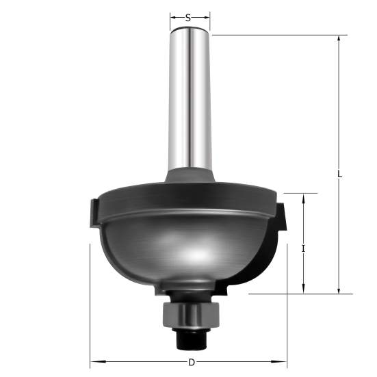 Фреза "Внутреннее скругление c полками" R=9.5 D=35x16.5x59 S=8 PROCUT 602.263516 (L1-59 мм, L2-16.5 мм, D1-35 мм, D2-8 мм)