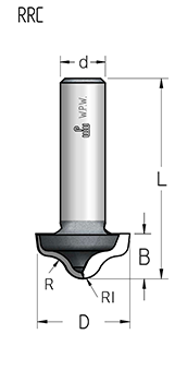 Фреза WPW RRC2702 псевдофиленка волна и галтель R6 D27 B12 хвостовик 12 (L1-57 мм, L2-12 мм, D1-27 мм, D2-12 мм)