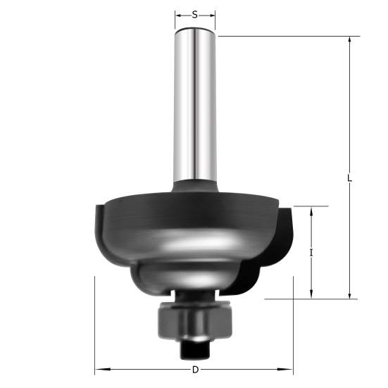 Фреза профильная "Двойное внутреннее скругление" D=35x16x57 S=8 PROCUT 602.273516 (L1-57 мм, L2-16 мм, D1-35 мм, D2-8 мм)