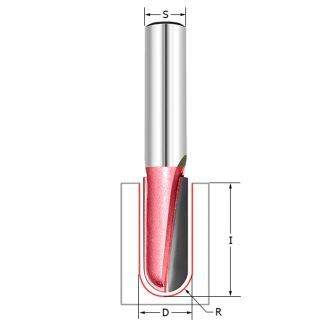 Фреза пазовая круглый нос (пальчиковая) R=5 D=10xH30x110 S=8 PROCUT 111815P (L1-110 мм, L2-30 мм, D1-10 мм, D2-8 мм)