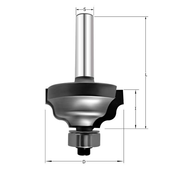 Фреза профильная "Двойное внешнее скругление" D=31.8x15.9x57.8 S=8 PROCUT 602.283115 (L1-57.8 мм, L2-15.9 мм, D1-31.8 мм, D2-8 мм)