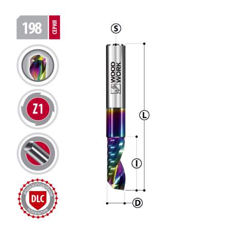 Фреза 6х60/25х6 Z=1 UpCut DLC покрытие Woodwork 198.2560.06 (L1-60 мм, L2-25 мм, D1-6 мм, D2-6 мм)