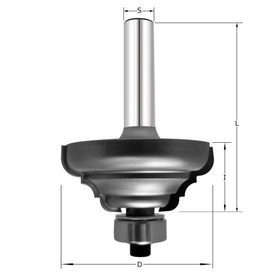 Фреза профильная DF3 D=38.1x16x57.5 S=8 PROCUT 602.293816 (L1-57.5 мм, L2-16 мм, D1-38.1 мм, D2-8 мм)
