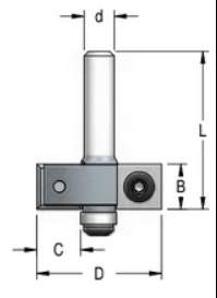 Фреза WPW EM42222 четверть 22 мм сменные ножи D57 B12 Z4 хвостовик 12 (L1-59 мм, L2-12 мм, D1-57 мм, D2-12 мм)