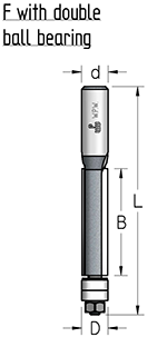 Фреза WPW F361282 D12,7 B38 Z3 обгонная длинная нижний подшипник хвостовик 12 (L1-103 мм, L2-38 мм, D1-12.7 мм, D2-12 мм)