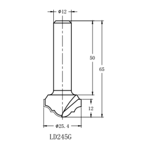 Фреза алмазная филёночная TD-041 D=25x12x65 S=12 Rotis 412512.01 (L1-65 мм, L2-12 мм, D1-25 мм, D2-12 мм)