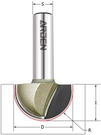 Фреза пазовая полукруг (чаша) Z=2 S=8 R=4,75 D=9,5x6,4 ARDEN 203806