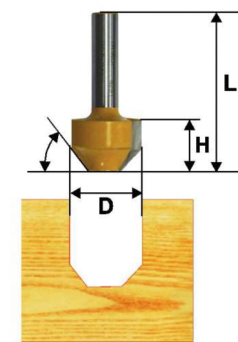Фреза пазовая фасонная Ф11,9Х13 мм, 30°, хвостовик 8 мм Энкор 46123 (L1-48 мм, L2-13 мм, D1-11.9 мм, D2- мм)