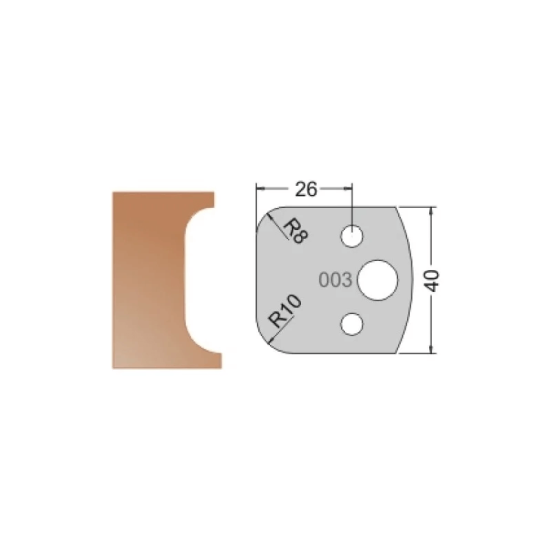 Нож Dimar 3300340 МУЛЬТИСИСТЕМА HSS галтель R8;10 40x20x4