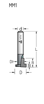 Фреза WPW MM10955 Т паз подвесные гнезда D9,5 B9,5 хвостовик 8 (L1-40 мм, L2-9.5 мм, D1-9.5 мм, D2-8 мм)