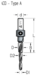Трех заходное сверло с зенкером на оправке WPW ACD0657D под евровинт 6,5 мм D9,6-6,5-4,4 хвостовик 10_S,ACD0657D