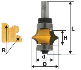 Фреза кромочная фигурная Ф22,3Х9,5 мм R3,2 мм, хвостовик 8 мм Энкор 46426